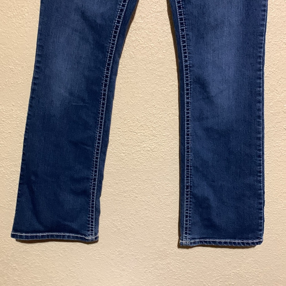 Wallflower Jeans 7 Reg Jr Blue Stretchy Bootcut Embroidered Back Flap Pockets - Picture 4 of 15
